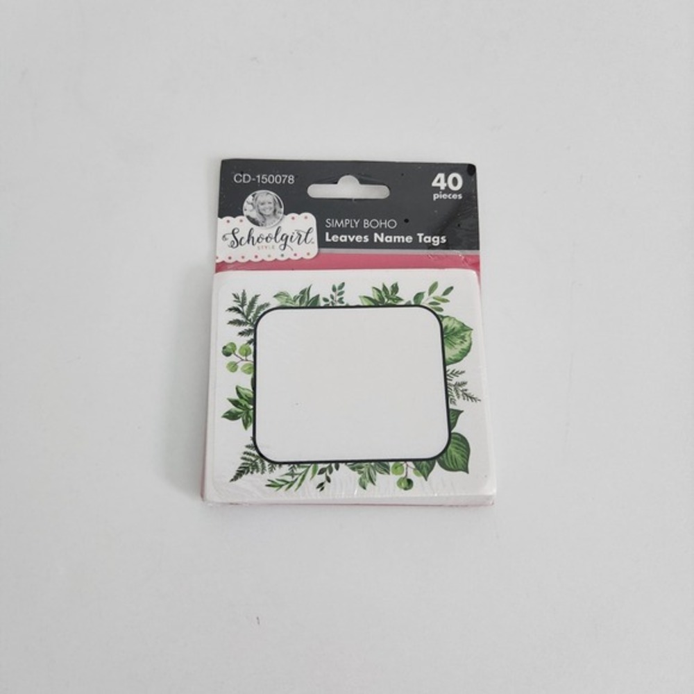 Schoolgirl Style Simply Boho Leaves Name Tags 40ct Greenery Labels CD-150078 NEW